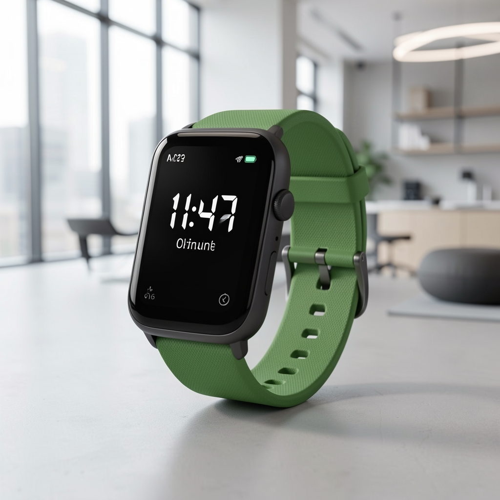 Amazfit Band 7 fitnes narukvica sa velikim AMOLED ekranom 1.47 inca u crnoj boji, Always-on Display, zeleni remen