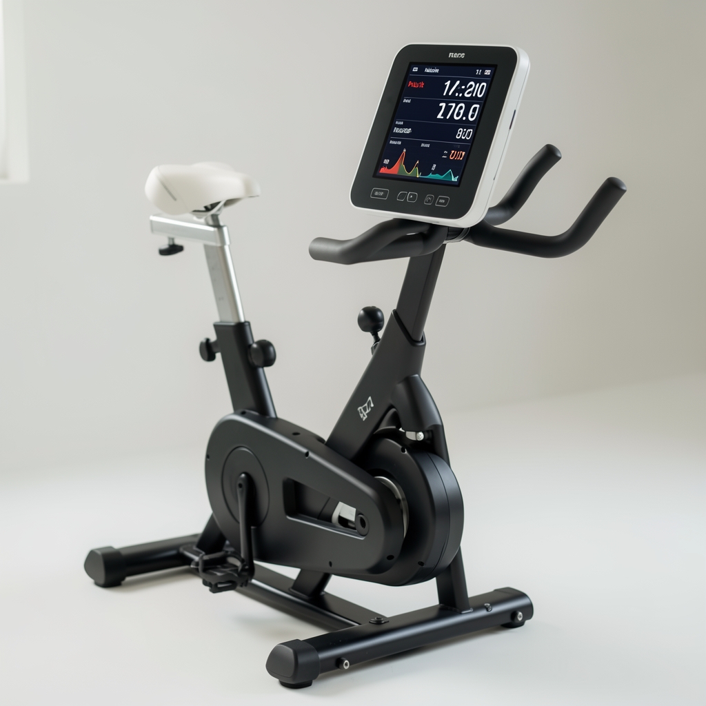 Kettler Golf C2 ergometar bicikl sa crnom ramom i belim sedištem, LCD ekran prikazuje kalorije, puls i brzinu pedaliranja