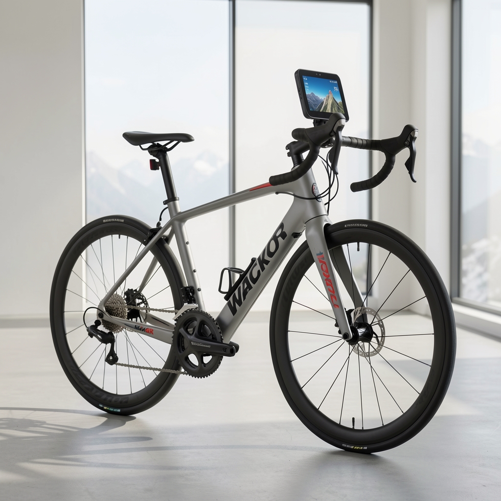 Wahoo KICKR Bike smart bicikl sa belom mimom i digitalnim upravljačkim ekranom, simulacija planina do 20 stepeni nagiba